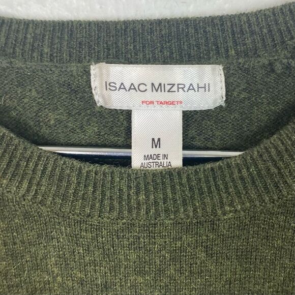 Isaac Mizrahi Wool Blend Argyle Green 3/4 Sleeve Sweater - Picture 3 of 5